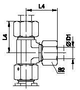 Tube Fitting, Single Ferrule Design, EL Swivel Nut Run Tee