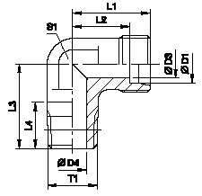 Tube Fittings, Single Ferrule Design, We-Npt Male Stud Elbow,